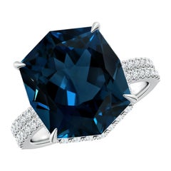 Angara natürlichen GIA zertifiziert Kissen 9,18ct London Blue Topas in 14K massivem Gold