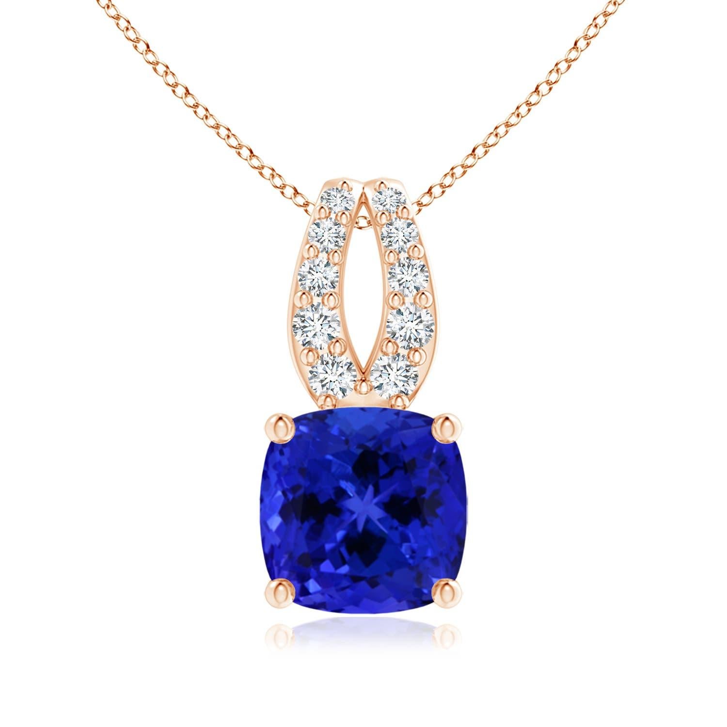 Pendentif en or massif 14K avec Tanzanite Naturelle certifiée GIA 9.91 ct coussin en vente 3