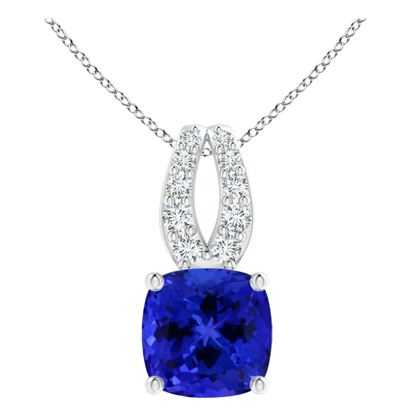 Pendentif en or massif 14K avec Tanzanite Naturelle certifiée GIA 9.91 ct coussin en vente
