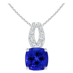 Pendentif en or massif 14K avec Tanzanite Naturelle certifiée GIA 9.91 ct coussin