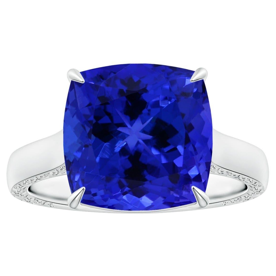 Anello solitario di tanzanite Angara Nature certificato GIA con cuscino da 9,91 carati in oro 14K