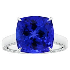 Angara natürlichen GIA zertifiziert Kissen 9,91ct Tanzanite Solitär Ring in 14K Gold