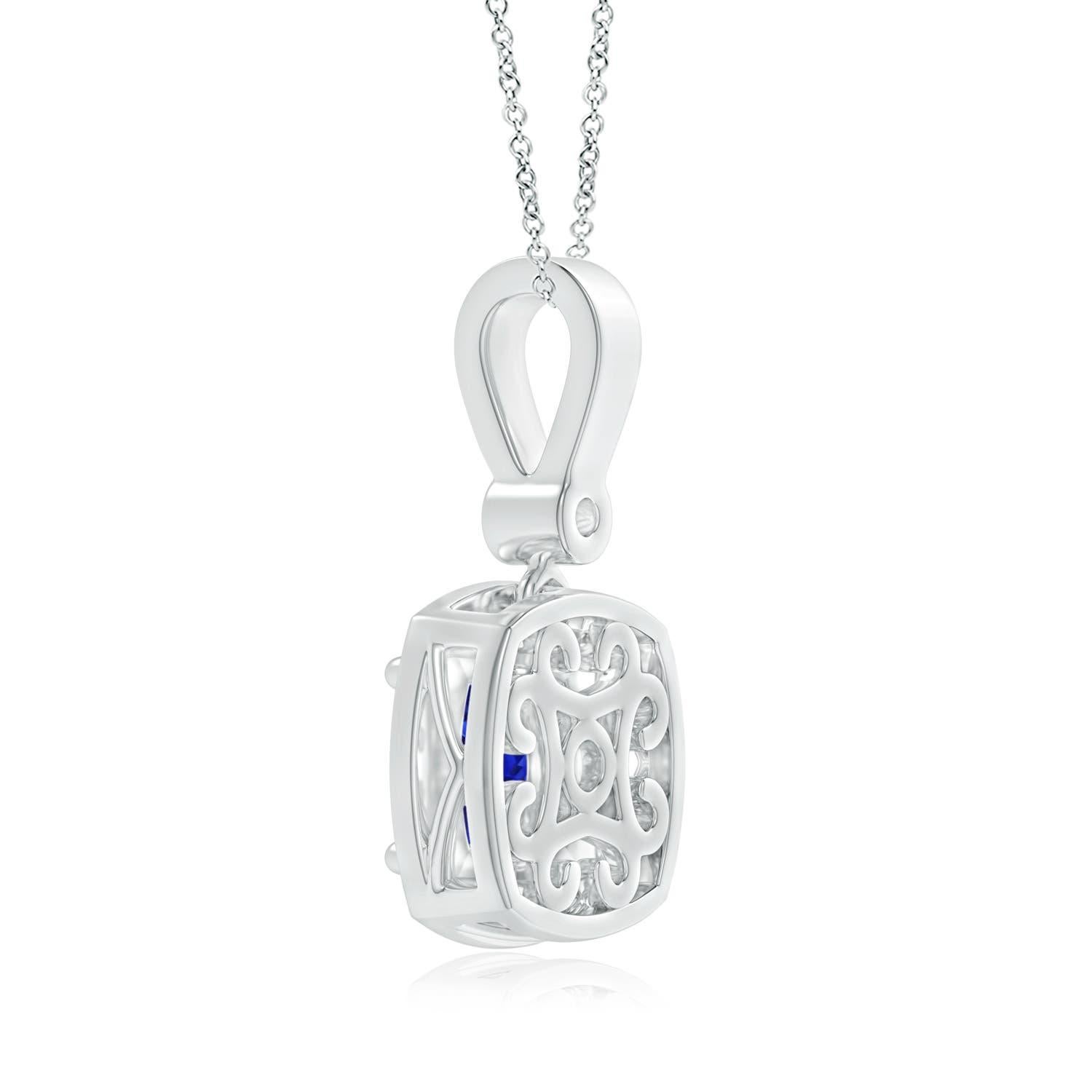 Taille coussin Angara Pendentif en or 14K avec saphir coussin certifié GIA naturel et diamant en vente