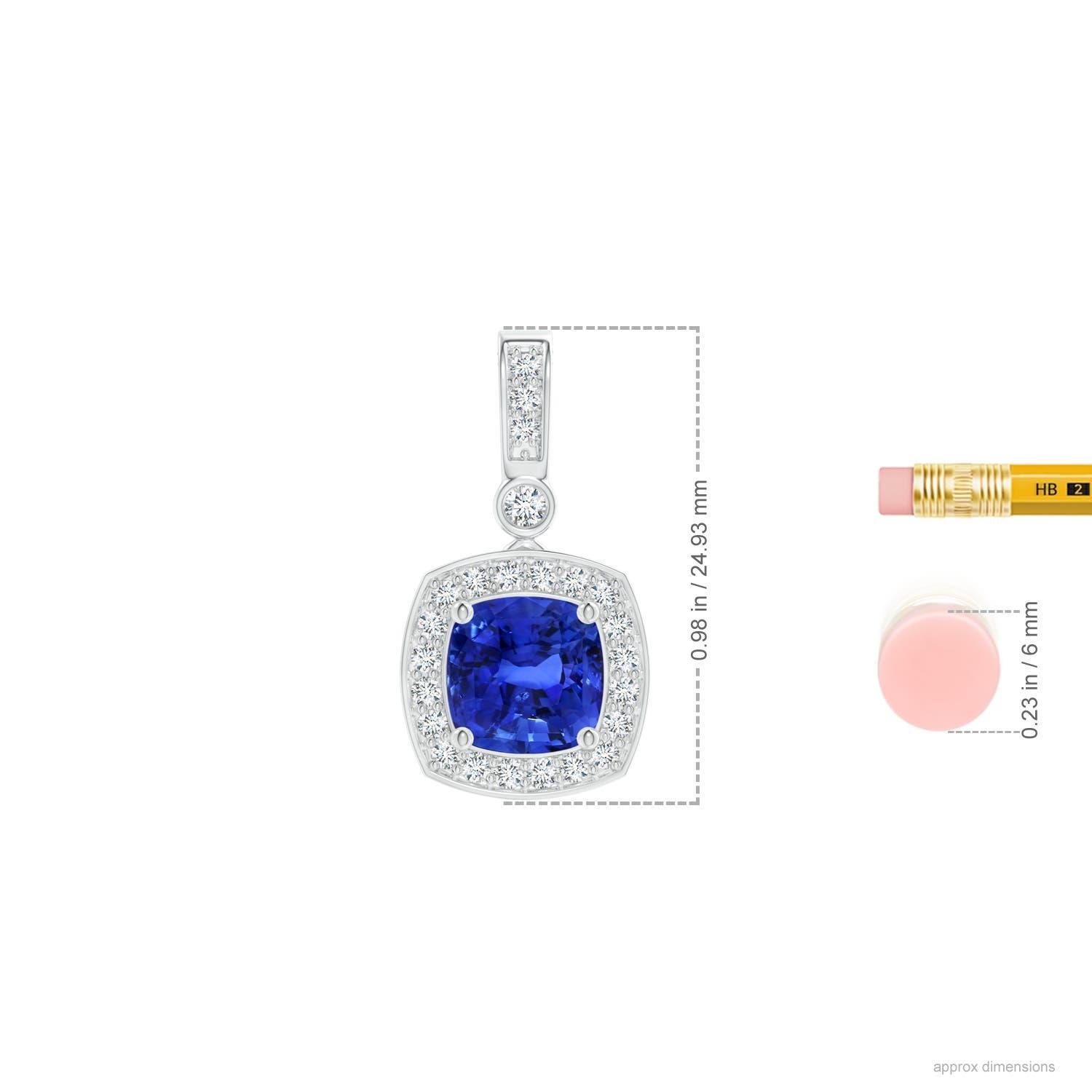 Angara Pendentif en or 14K avec saphir coussin certifié GIA naturel et diamant Pour femmes en vente