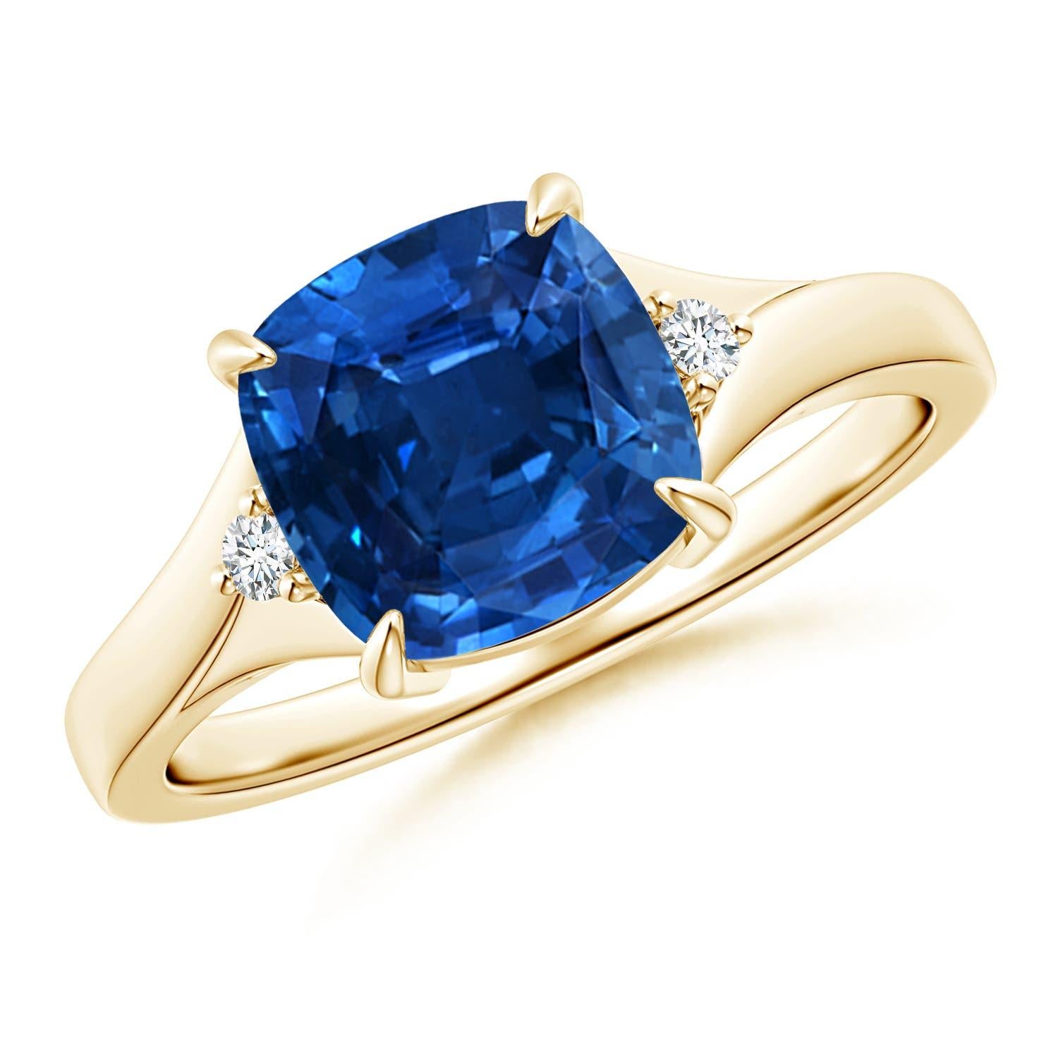 Anello solitario con zaffiro a cuscino certificato GIA di Angara in oro 14K Donna in vendita 3