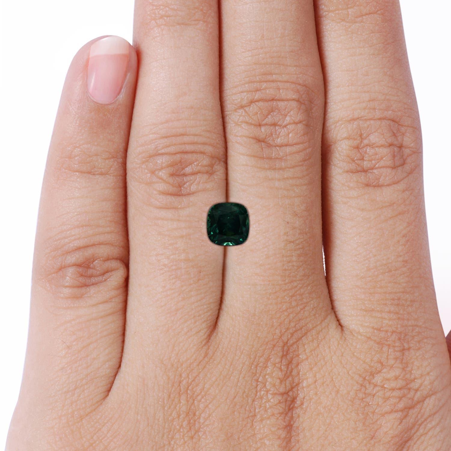 Angara Bague saphir sarcelle coussin certifié GIA avec diamant en or 14K Pour femmes en vente