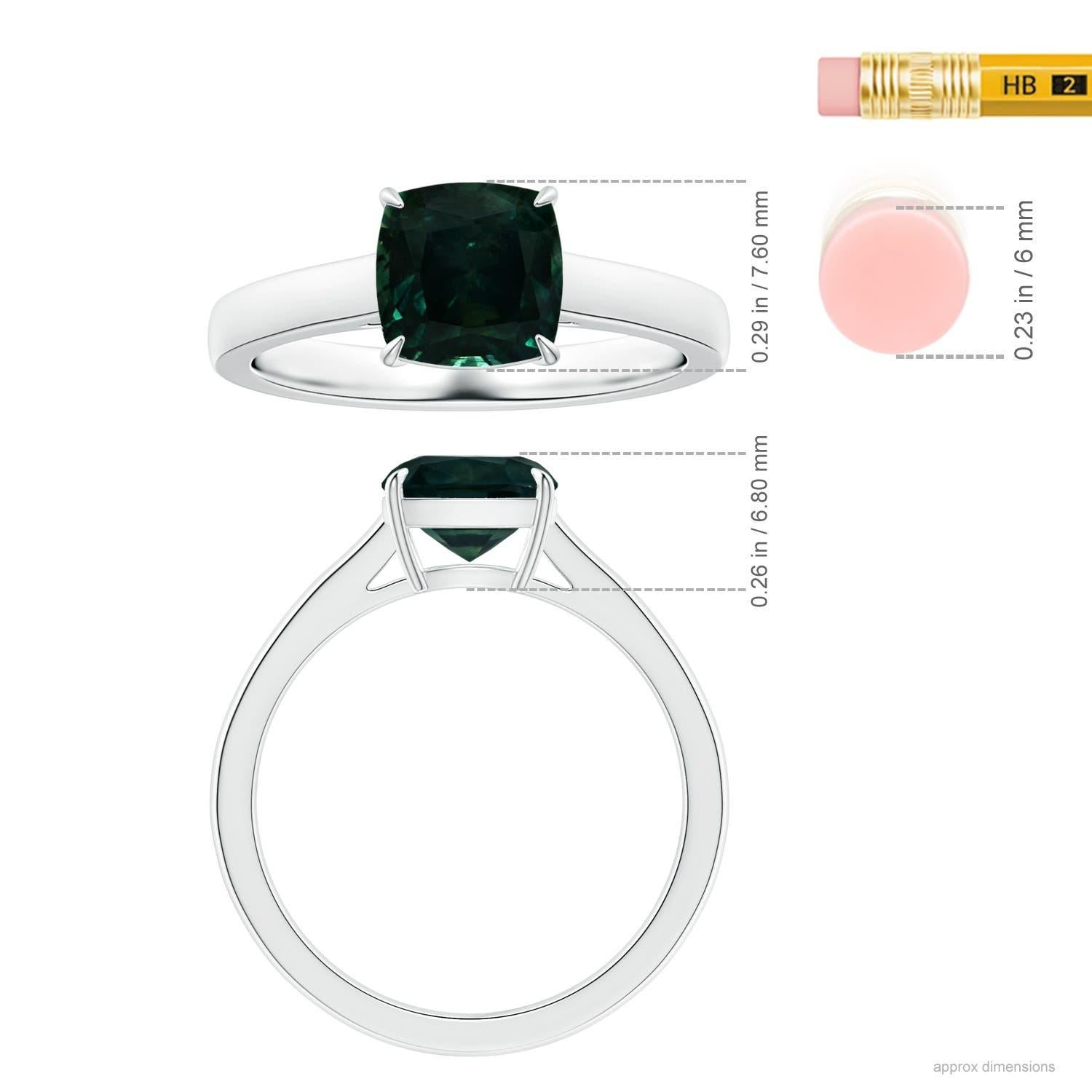 Angara Bague solitaire en or 14K avec saphir sarcelle coussin certifié GIA Naturel Pour femmes en vente