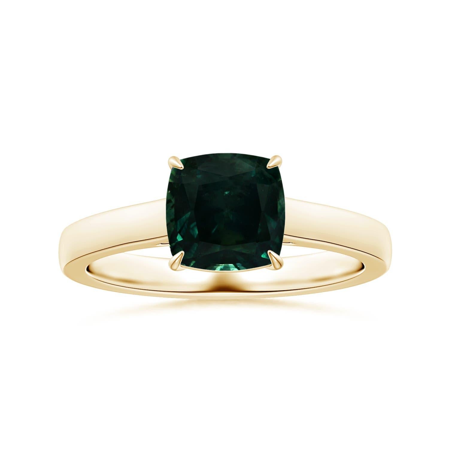 Angara Bague solitaire en or 14K avec saphir sarcelle coussin certifié GIA Naturel en vente 3