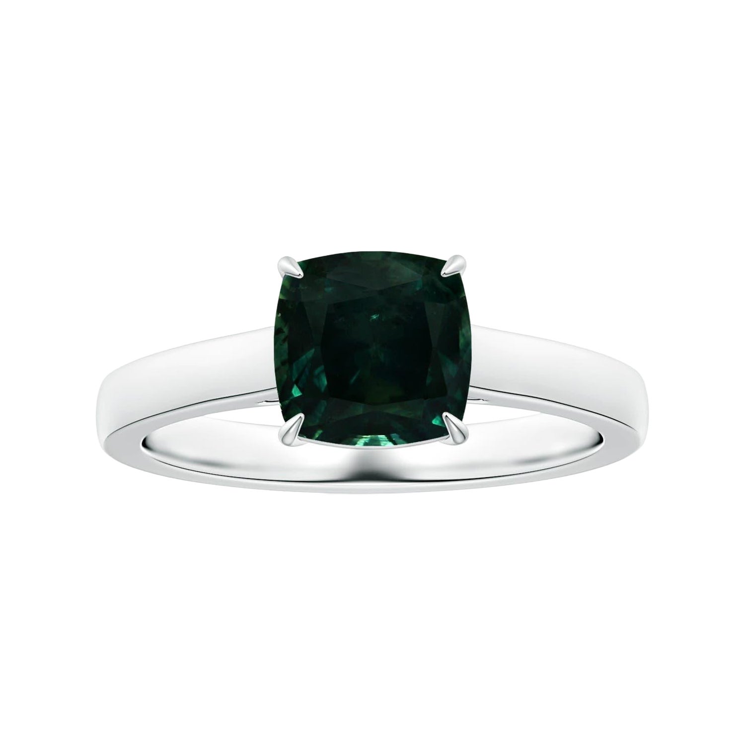 Angara Bague solitaire en or 14K avec saphir sarcelle coussin certifié GIA Naturel