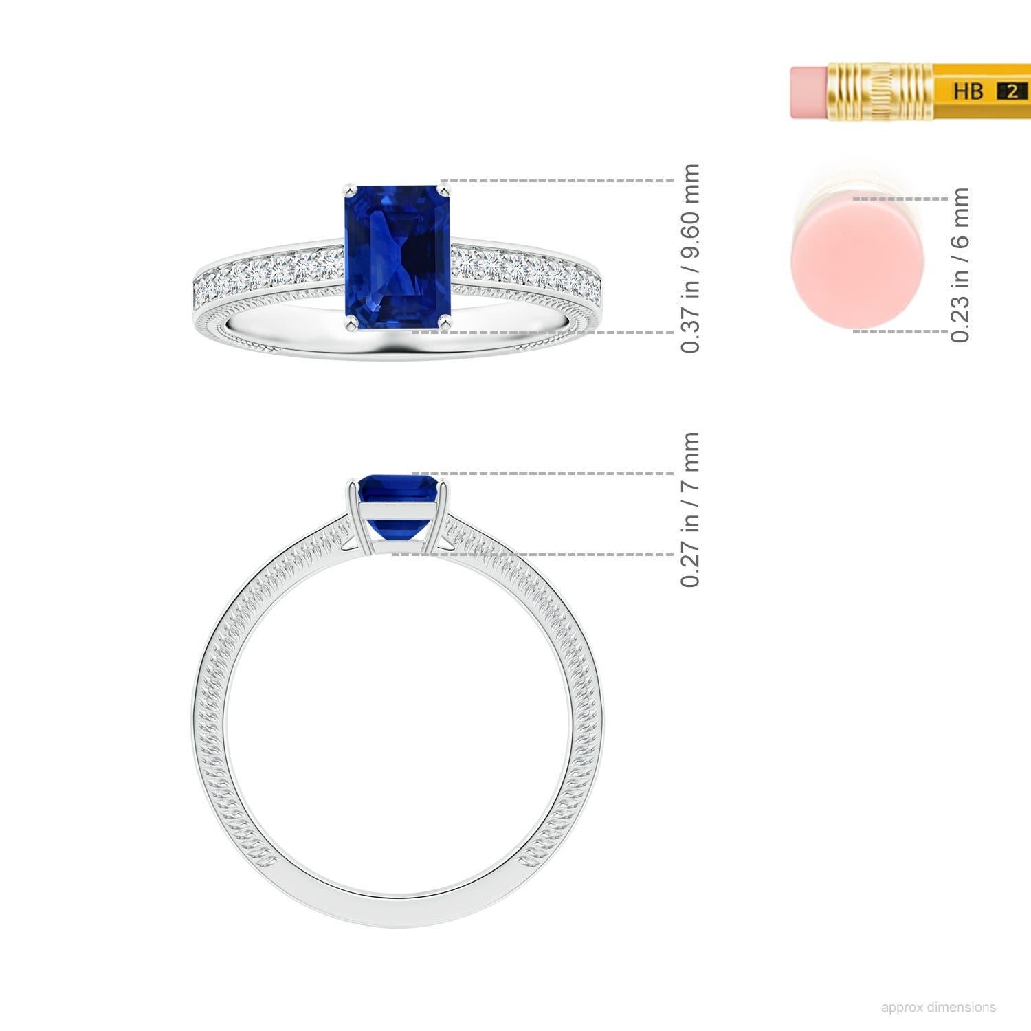 Angara Natural GIA zertifiziert Smaragd-Schliff 1,02 ct blauer Saphir Ring in 14K Gold Damen im Angebot
