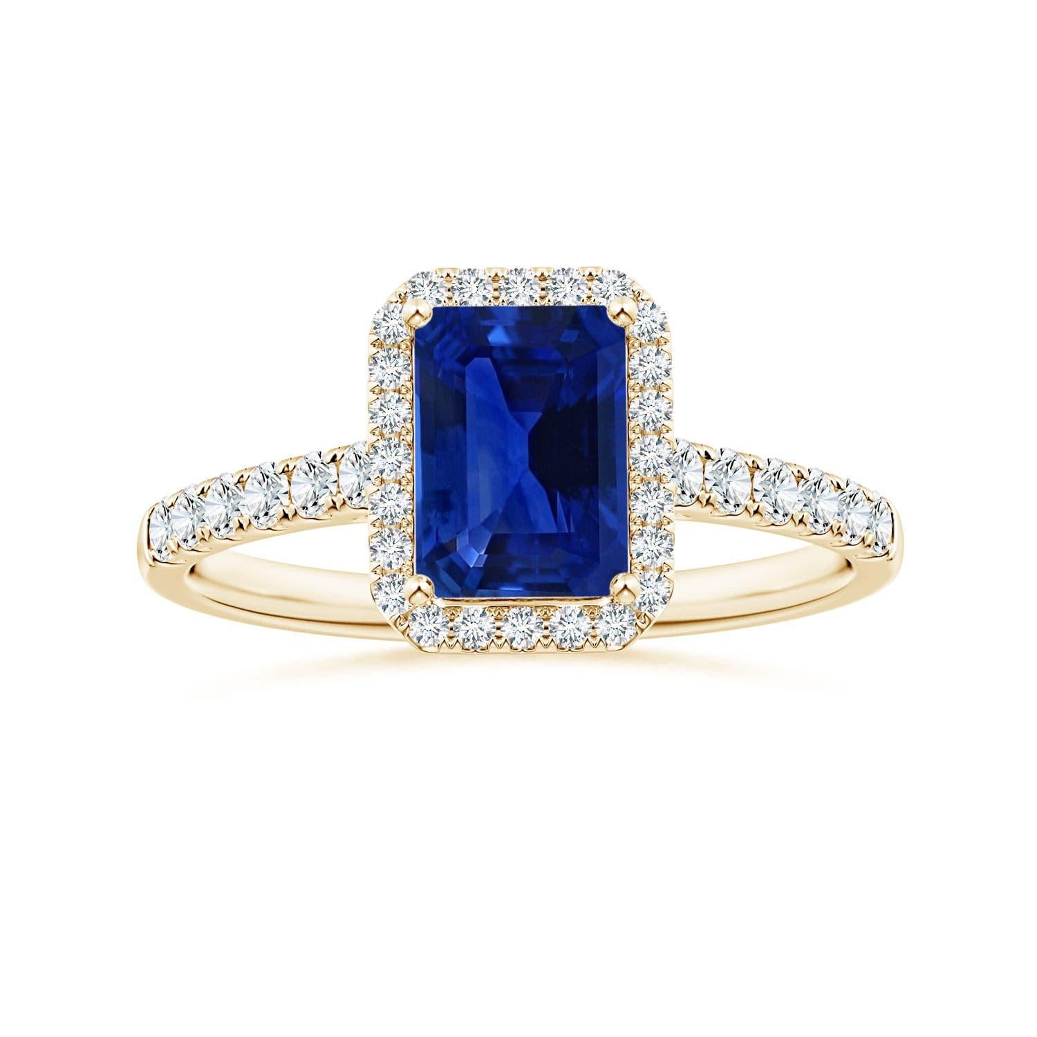 Anello con zaffiro blu Angara Nature certificato GIA con taglio smeraldo da 1,02 carati in oro 14 carati in vendita 3