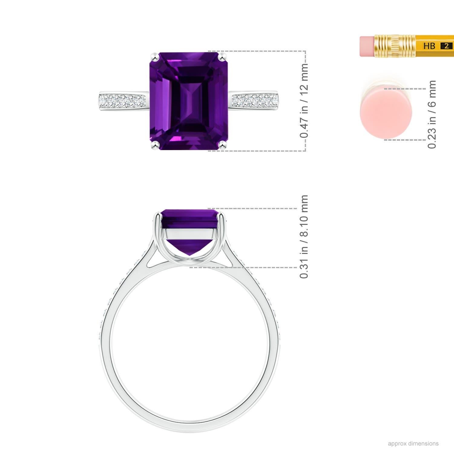 Donna Anello di ametista Angara Nature certificato GIA con taglio smeraldo da 5,65 carati in oro massiccio 14K in vendita