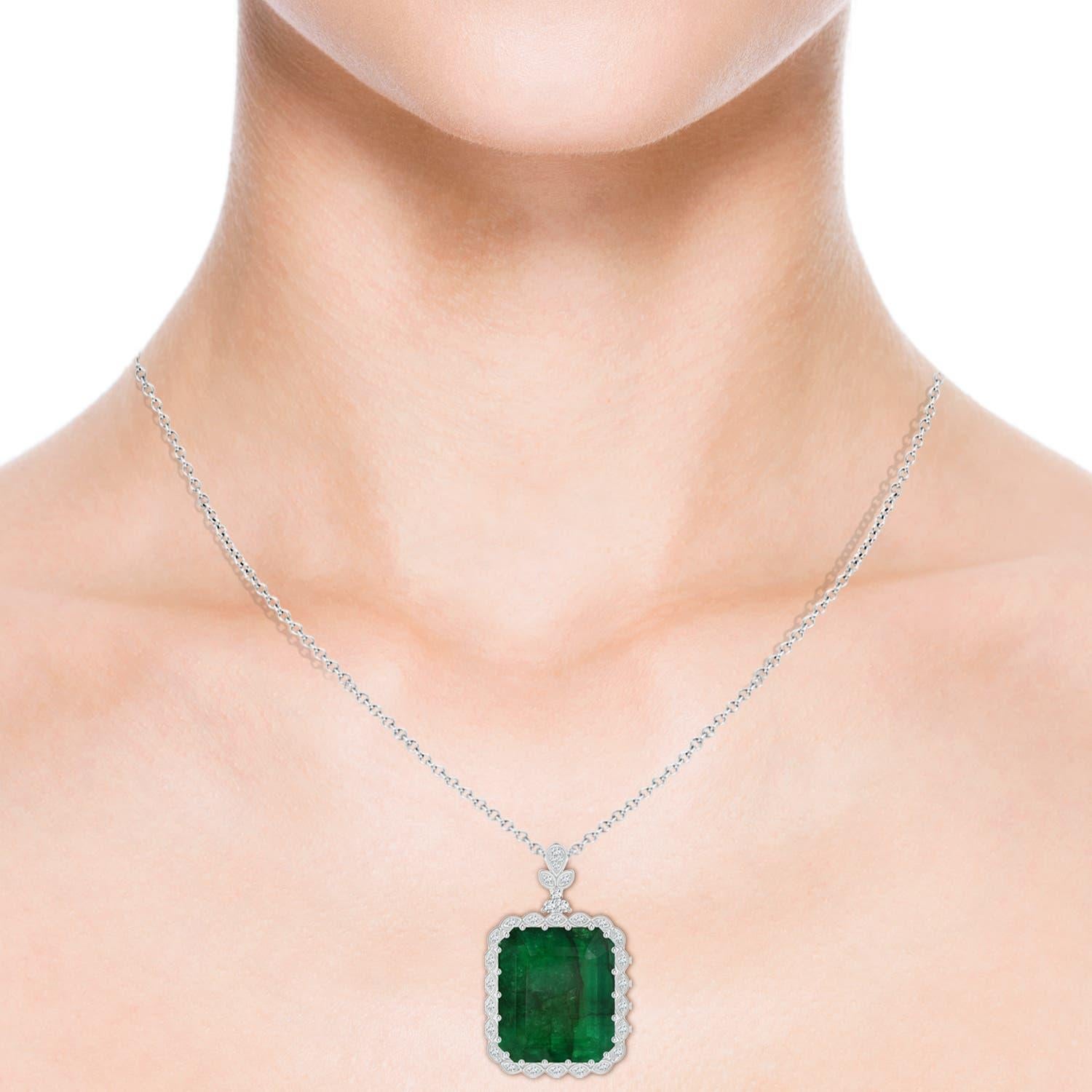 Angara Natural GIA zertifiziert Smaragd-Schliff Smaragd Halo-Anhänger in 14K massivem Gold im Zustand „Neu“ im Angebot in Los Angeles, CA