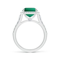 Angara Natural GIA Certified Emerald-Cut Emerald Ring with Diamond in 14K Gold