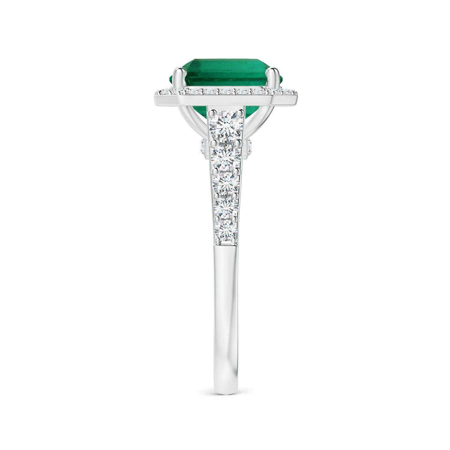Angara Natural GIA zertifiziert Smaragd-Schliff Smaragd Ring mit Diamant in 14K Gold (Smaragdschliff) im Angebot