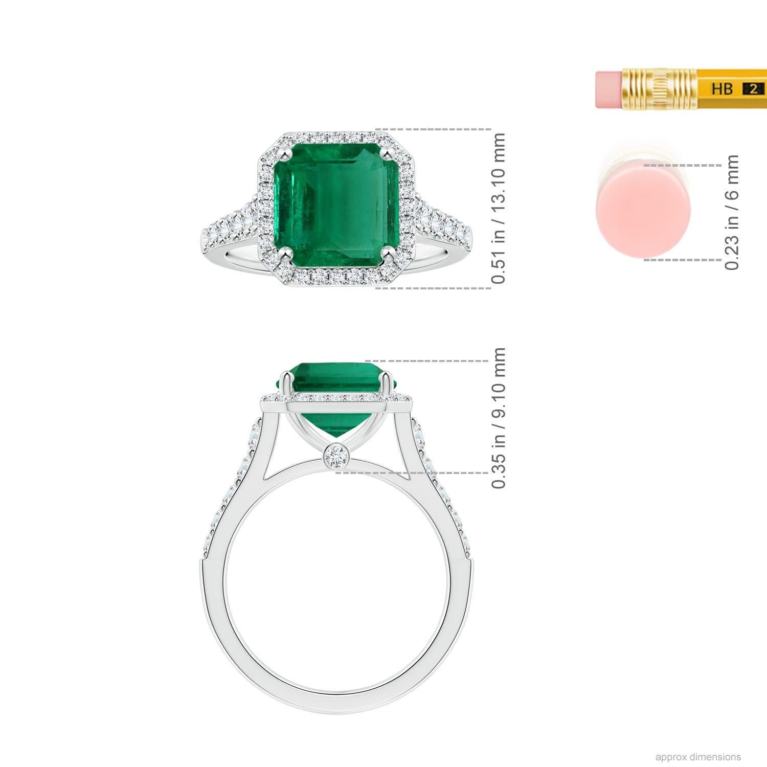 Angara Natural GIA zertifiziert Smaragd-Schliff Smaragd Ring mit Diamant in 14K Gold Damen im Angebot