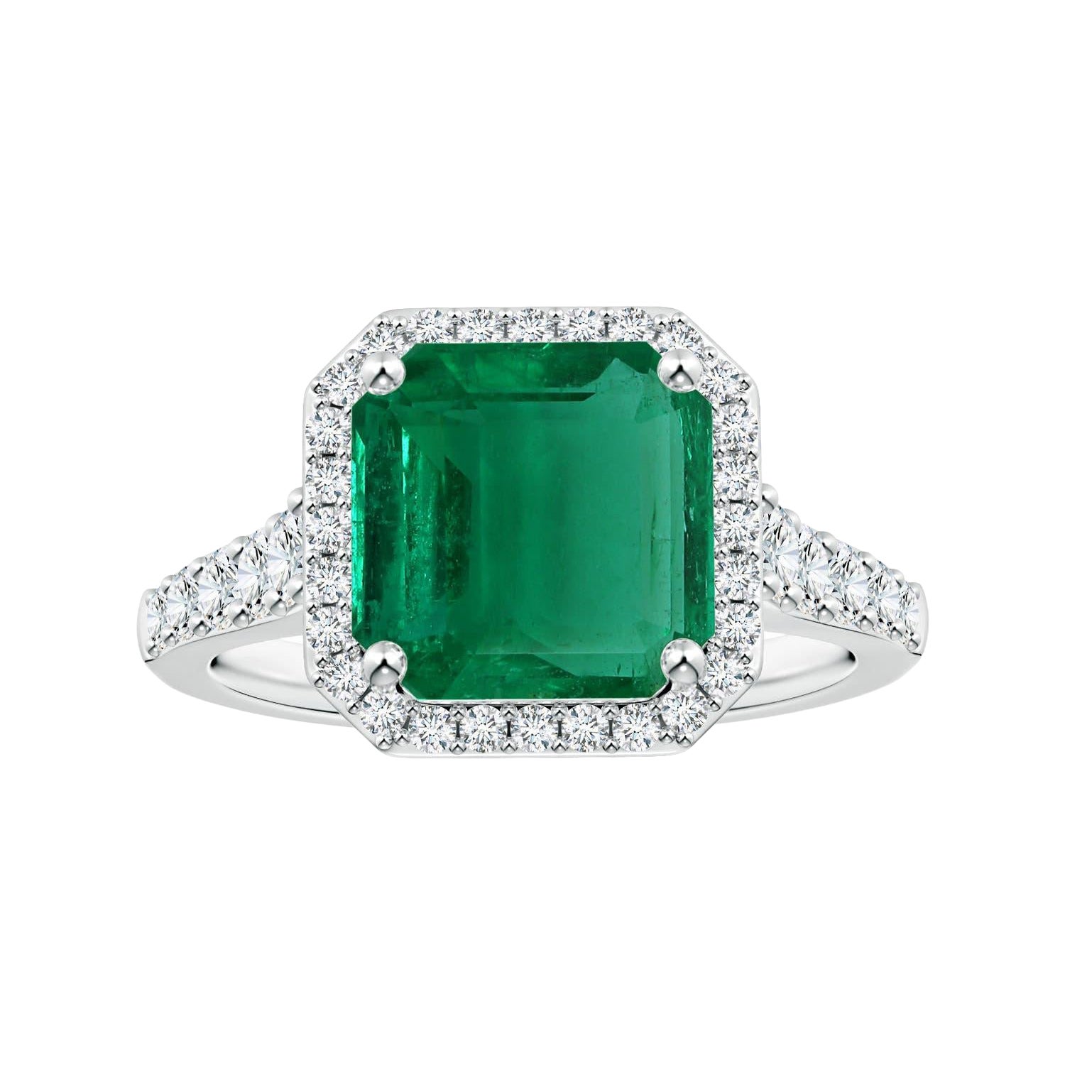 Angara Natural GIA zertifiziert Smaragd-Schliff Smaragd Ring mit Diamant in 14K Gold im Angebot