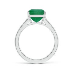 Angara Natural GIA Certified Emerald-Cut Emerald Ring with Diamonds in 14K Gold