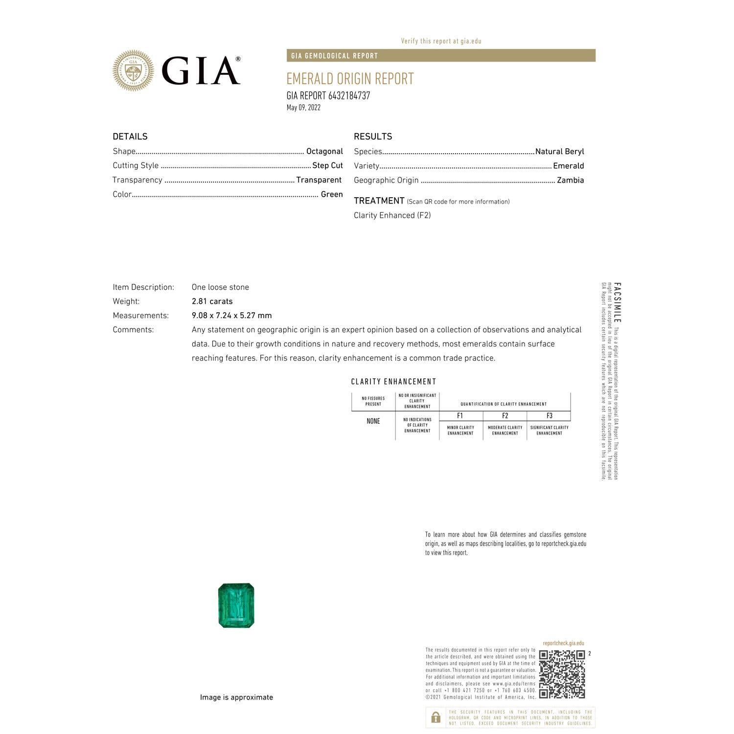 Moderno Anello Angara con smeraldo taglio naturale certificato GIA e diamanti in oro 14K in vendita