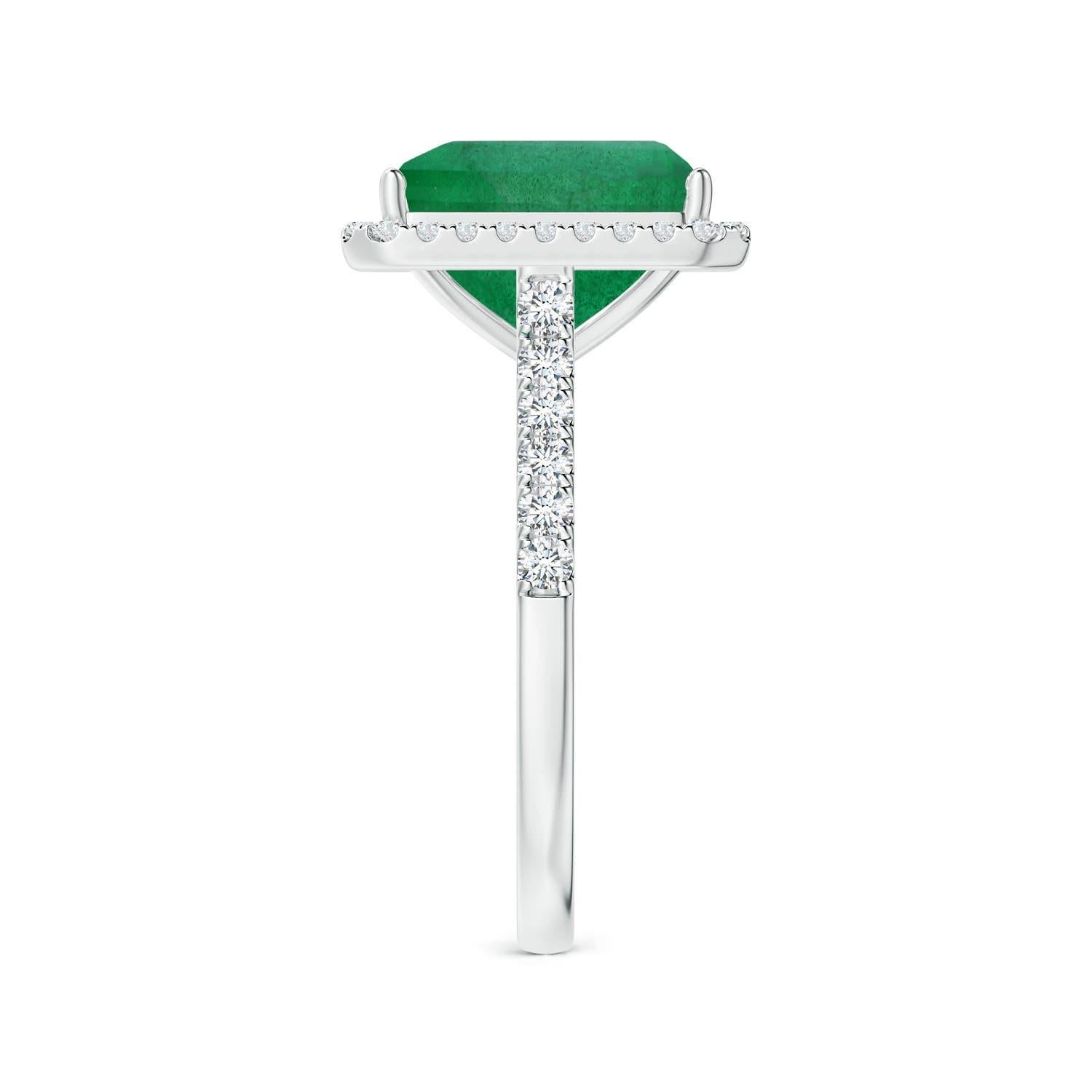 Taille émeraude Angara Bague en or 14 carats avec émeraude naturelle certifiée GIA et diamants en vente