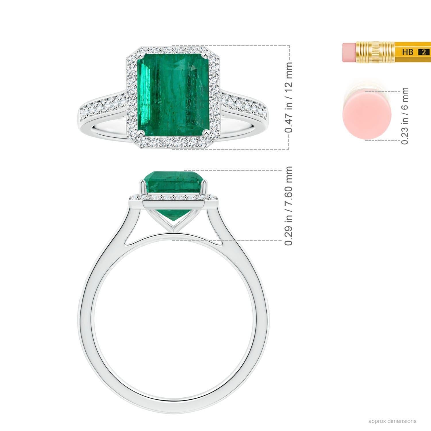 Angara Bague en or 14 carats avec émeraude naturelle certifiée GIA et diamants Pour femmes en vente