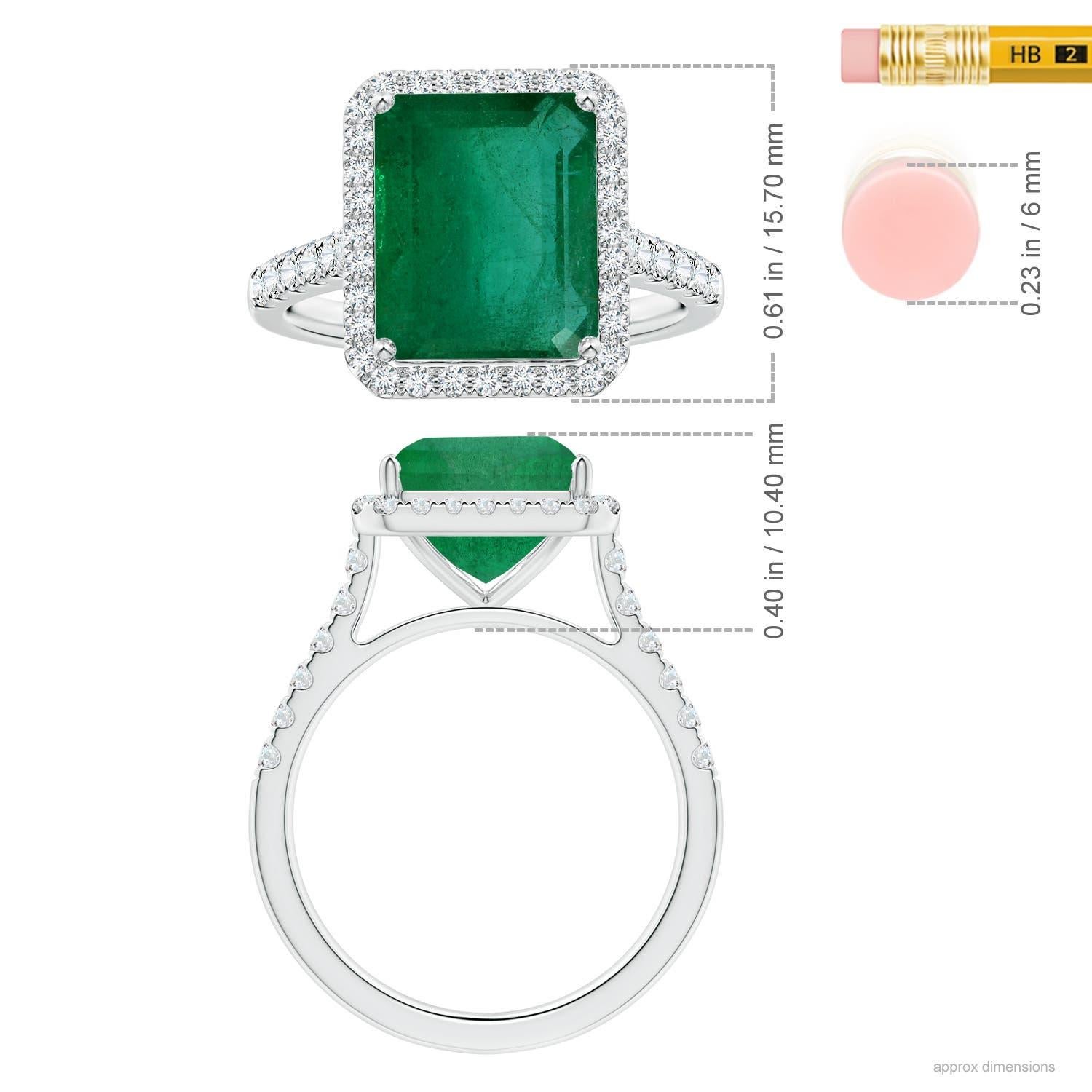 Angara Bague en or 14 carats avec émeraude naturelle certifiée GIA et diamants Pour femmes en vente