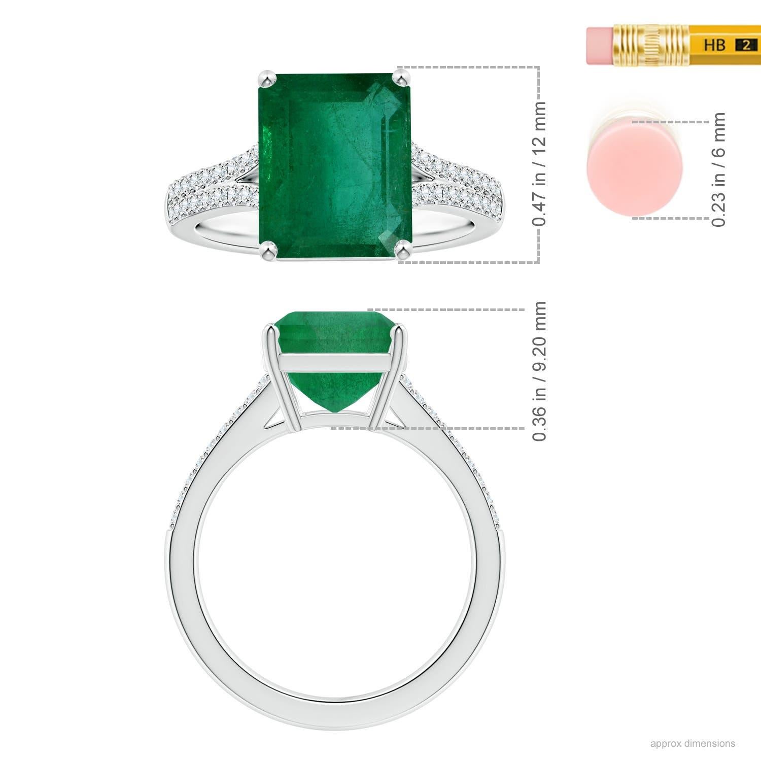 Angara Natural GIA zertifiziert Smaragd-Schliff Smaragd Ring mit Diamanten in 14K Gold Damen im Angebot