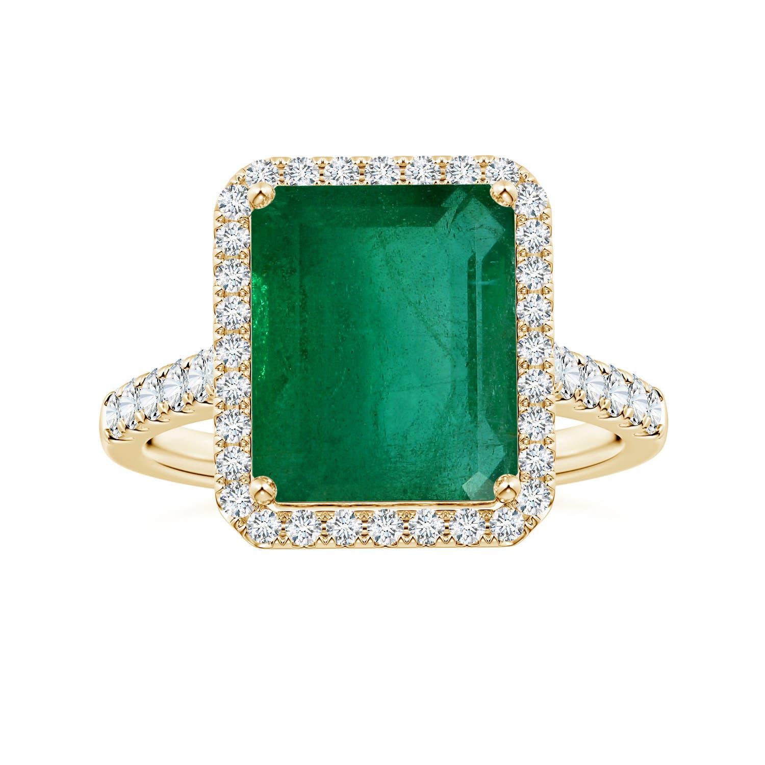 Angara Bague en or 14 carats avec émeraude naturelle certifiée GIA et diamants en vente 3