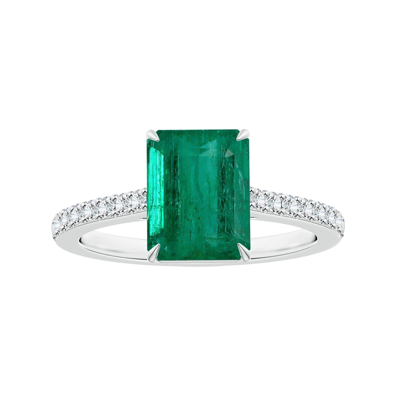 Angara Natural GIA zertifiziert Smaragd-Schliff Smaragd Ring mit Diamanten in 14K Gold