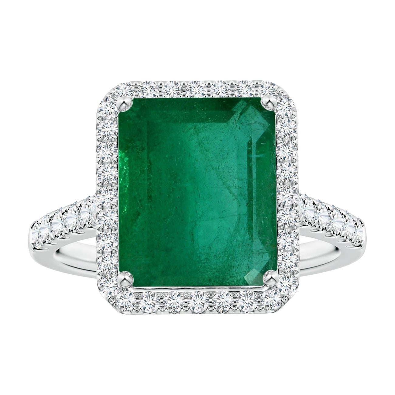 Angara Natural GIA zertifiziert Smaragd-Schliff Smaragd Ring mit Diamanten in 14K Gold