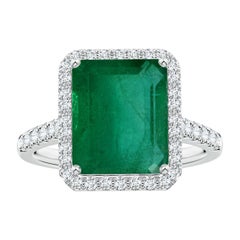 Angara Anillo de Esmeralda Natural con Diamantes y Corte Certificado GIA en Oro de 14K