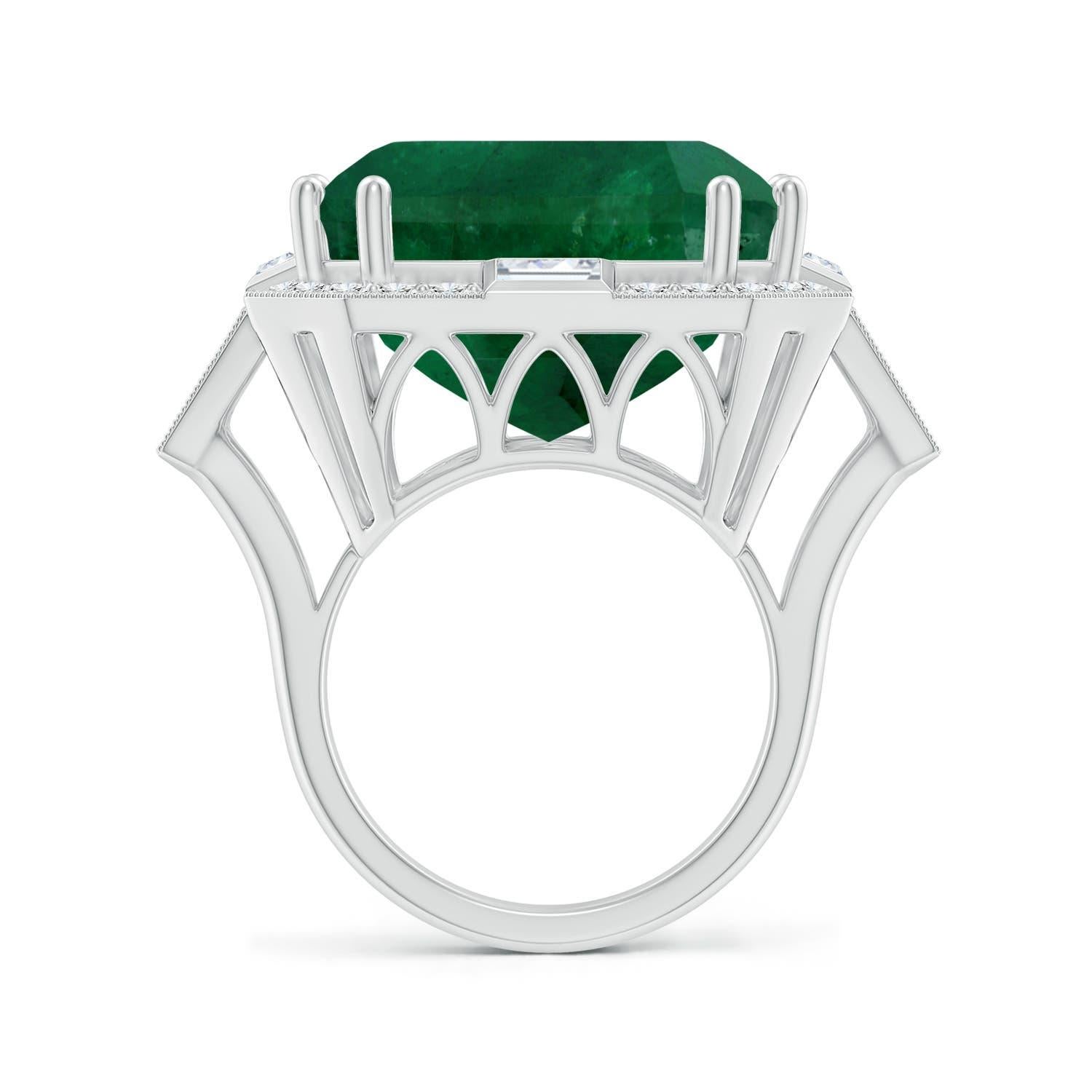 Angara Anillo de Esmeralda Natural Certificada por el GIA con Halo en Oro de 14K Corte esmeralda en venta