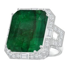 Angara Anillo de Esmeralda Natural Certificada por el GIA con Halo en Oro de 14K