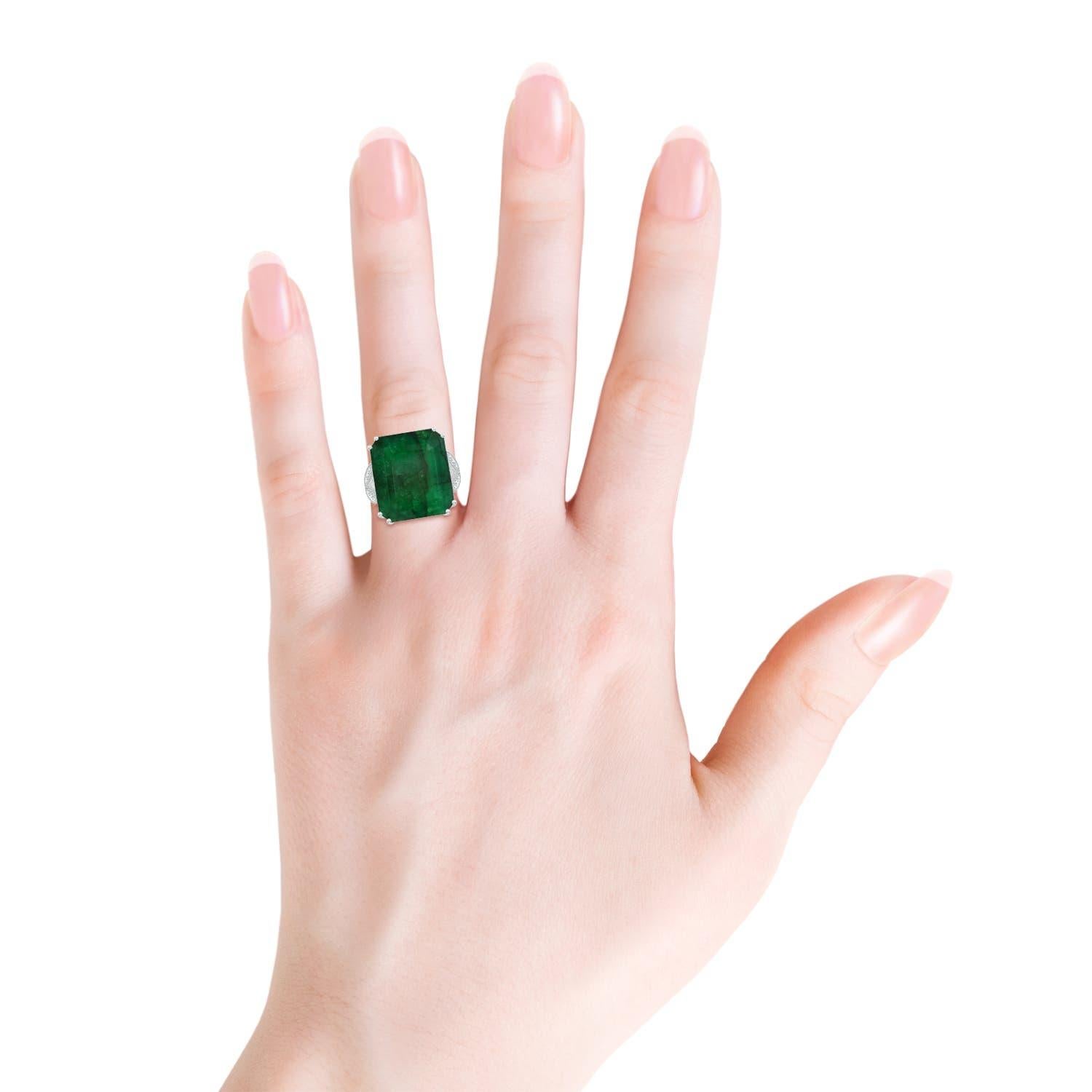 Angara Natural GIA zertifiziert Smaragd-Schliff Smaragd Solitär Ring in 14K Gold im Angebot 1