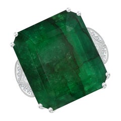 Angara Anillo solitario de esmeralda natural con certificado GIA en oro de 14 quilates
