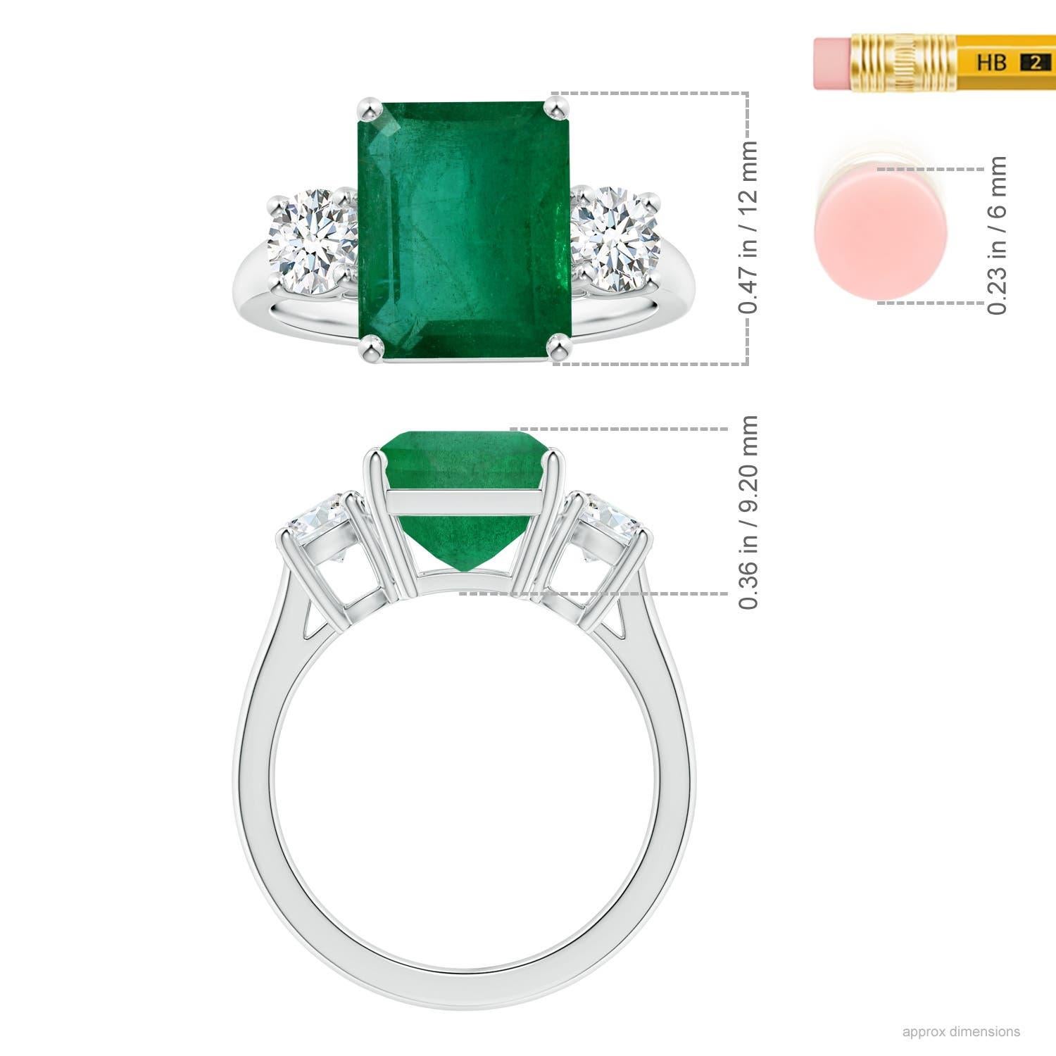 Angara Natural GIA zertifiziert Smaragd-Schliff Smaragd Drei-Stein-Ring in 14K Gold Damen im Angebot