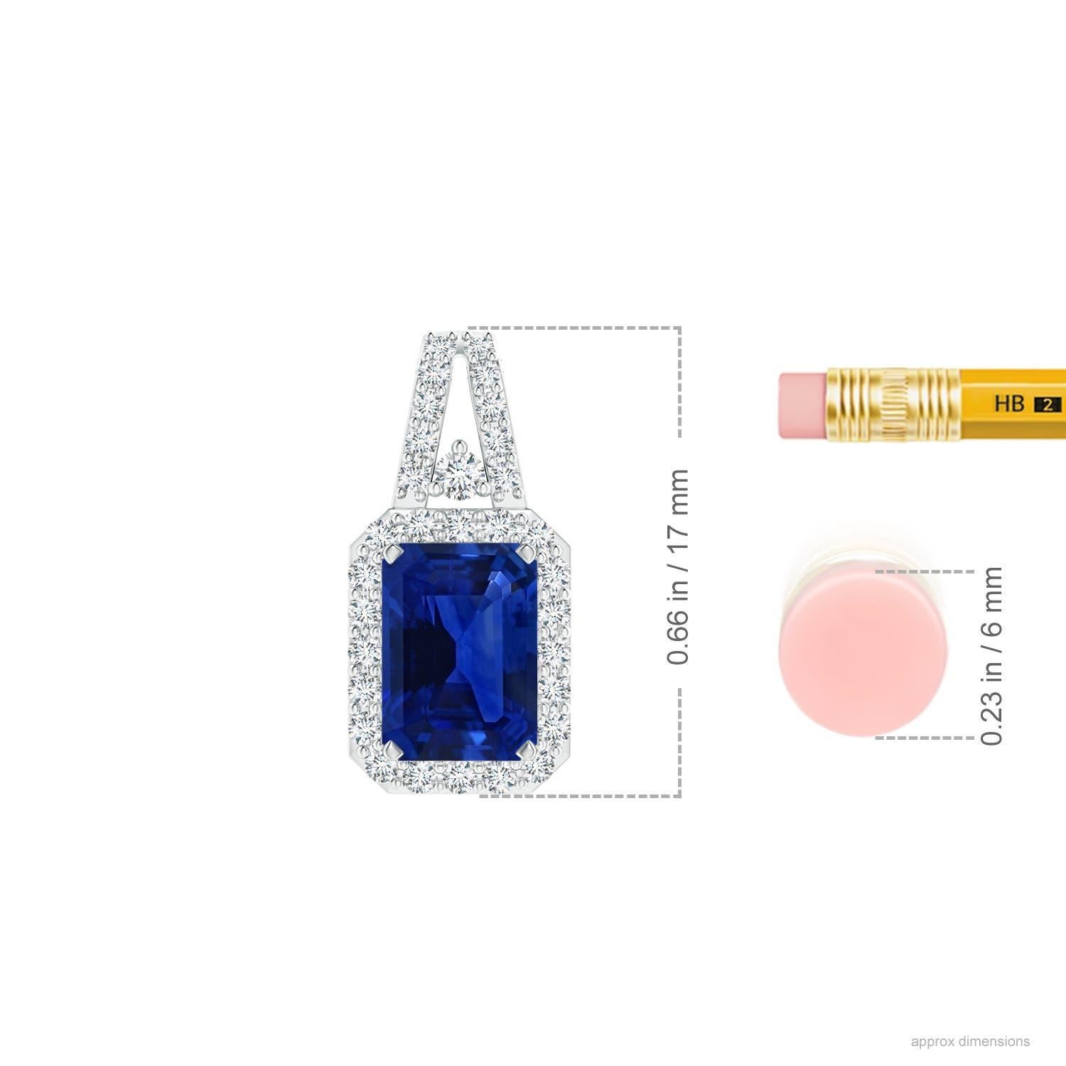 Angara Natural GIA zertifiziert Smaragd Schliff Saphir Halo-Anhänger in 14K massivem Gold im Zustand „Neu“ im Angebot in Los Angeles, CA