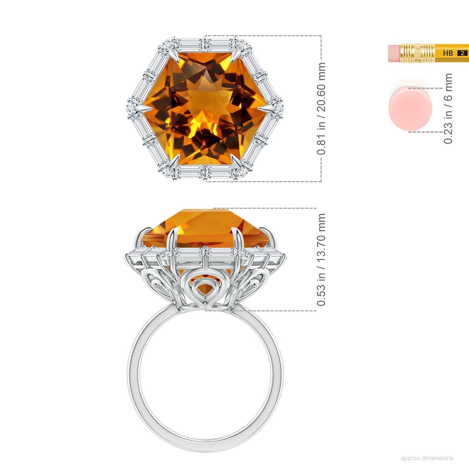 Angara Bague Halo en or 14K avec citrine de taille fantaisie certifiée GIA de 13,05 ct en vente 2