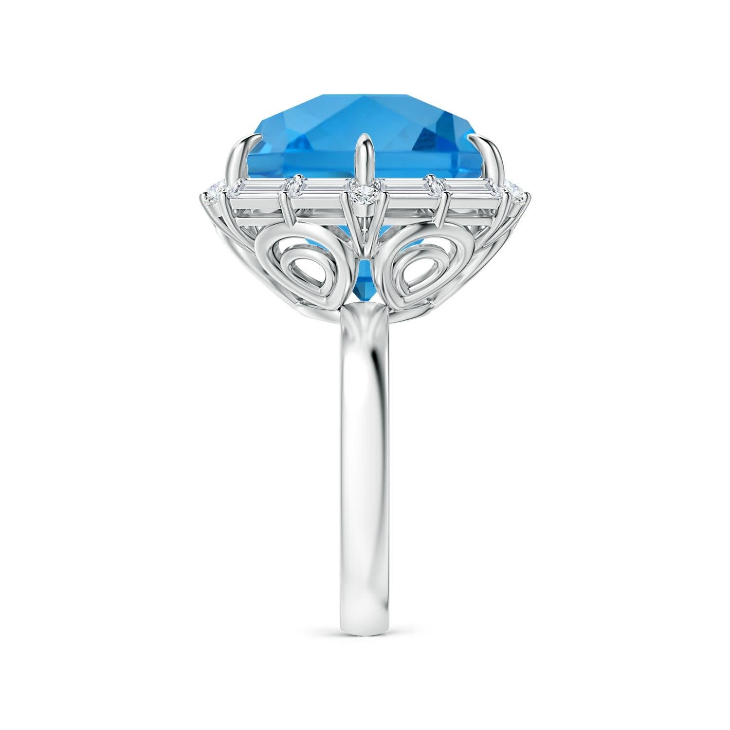 Angara Bague en or 14K avec topaze bleue suisse de 17,5 ct, certifiée par la GIA et de taille fantaisie Neuf - En vente à Los Angeles, CA