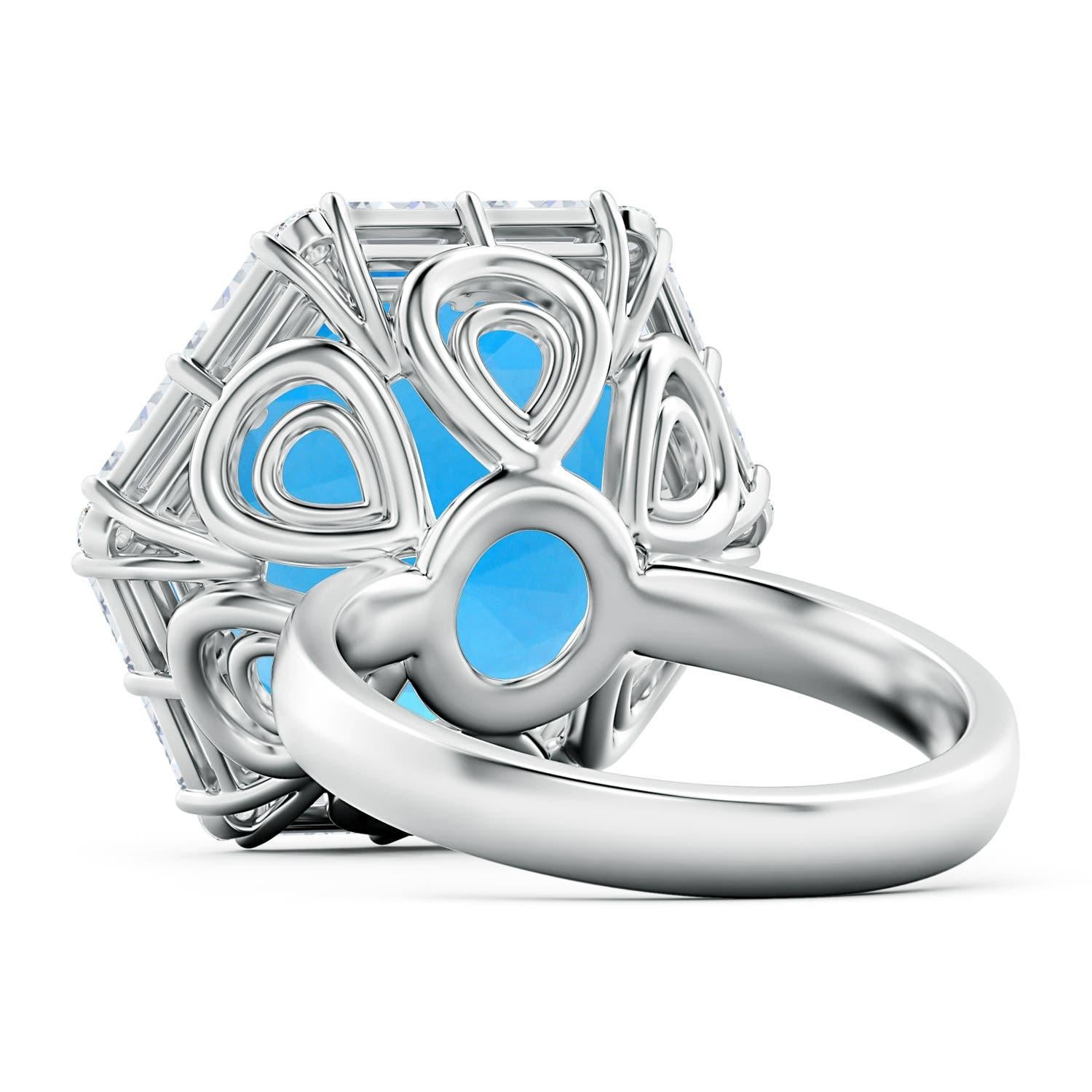 Angara Bague en or 14K avec topaze bleue suisse de 17,5 ct, certifiée par la GIA et de taille fantaisie Pour femmes en vente