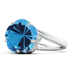 Angara Natural GIA Certified Five-Petal 7.84ct Swiss Blue Topaz Ring in 14K Gold