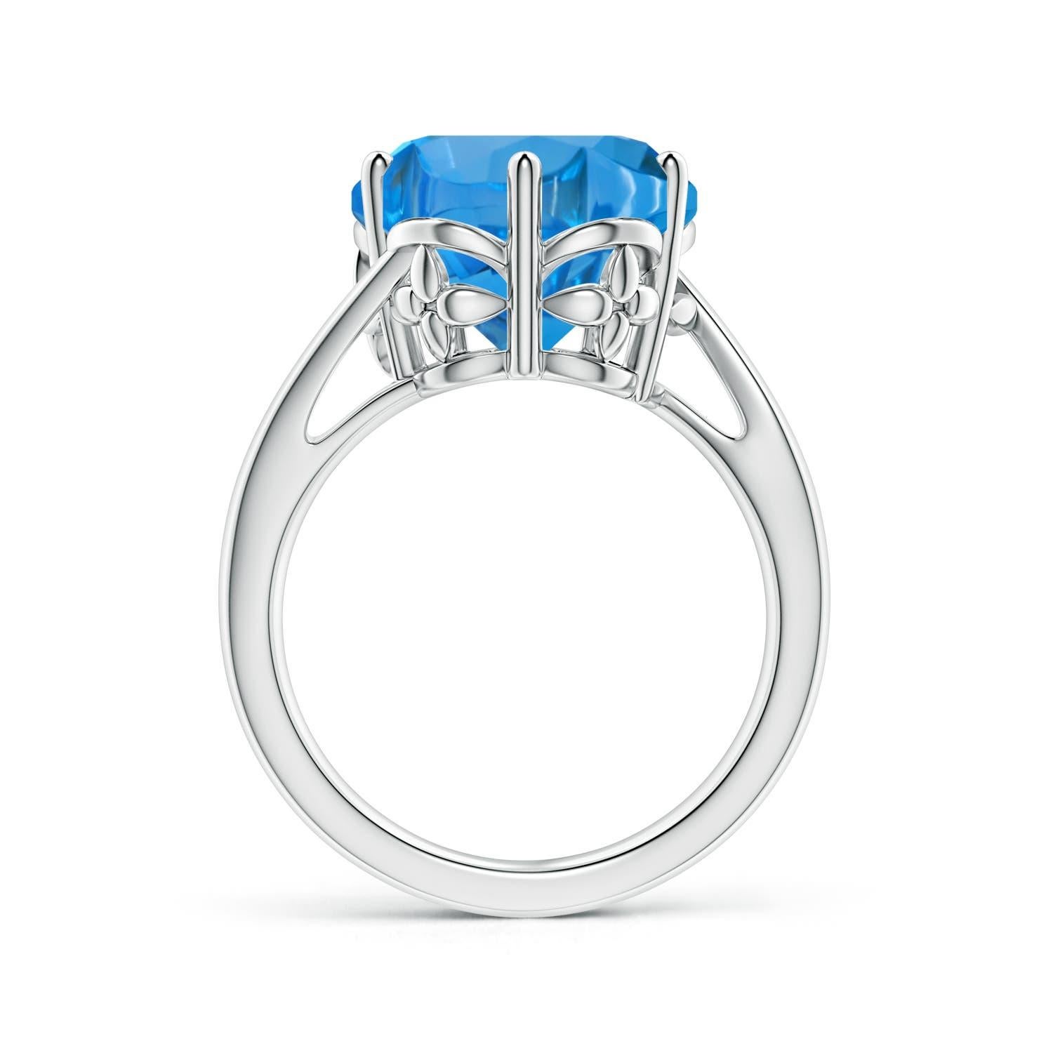 Taille mixte Angara Bague en or 14K à cinq pétales certifiée GIA, 7,84 ct de topaze bleue suisse en vente