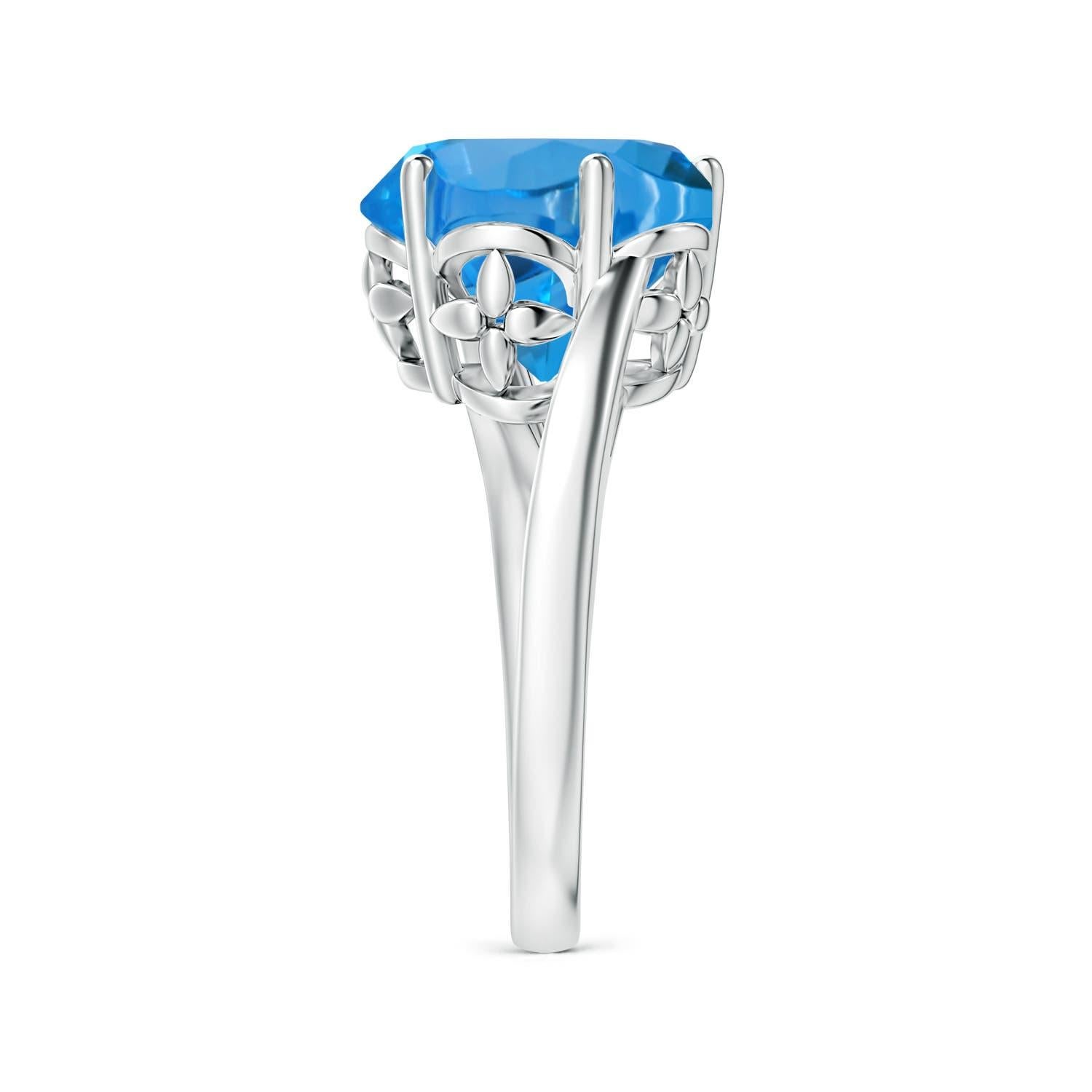 Angara Bague en or 14K à cinq pétales certifiée GIA, 7,84 ct de topaze bleue suisse Neuf - En vente à Los Angeles, CA