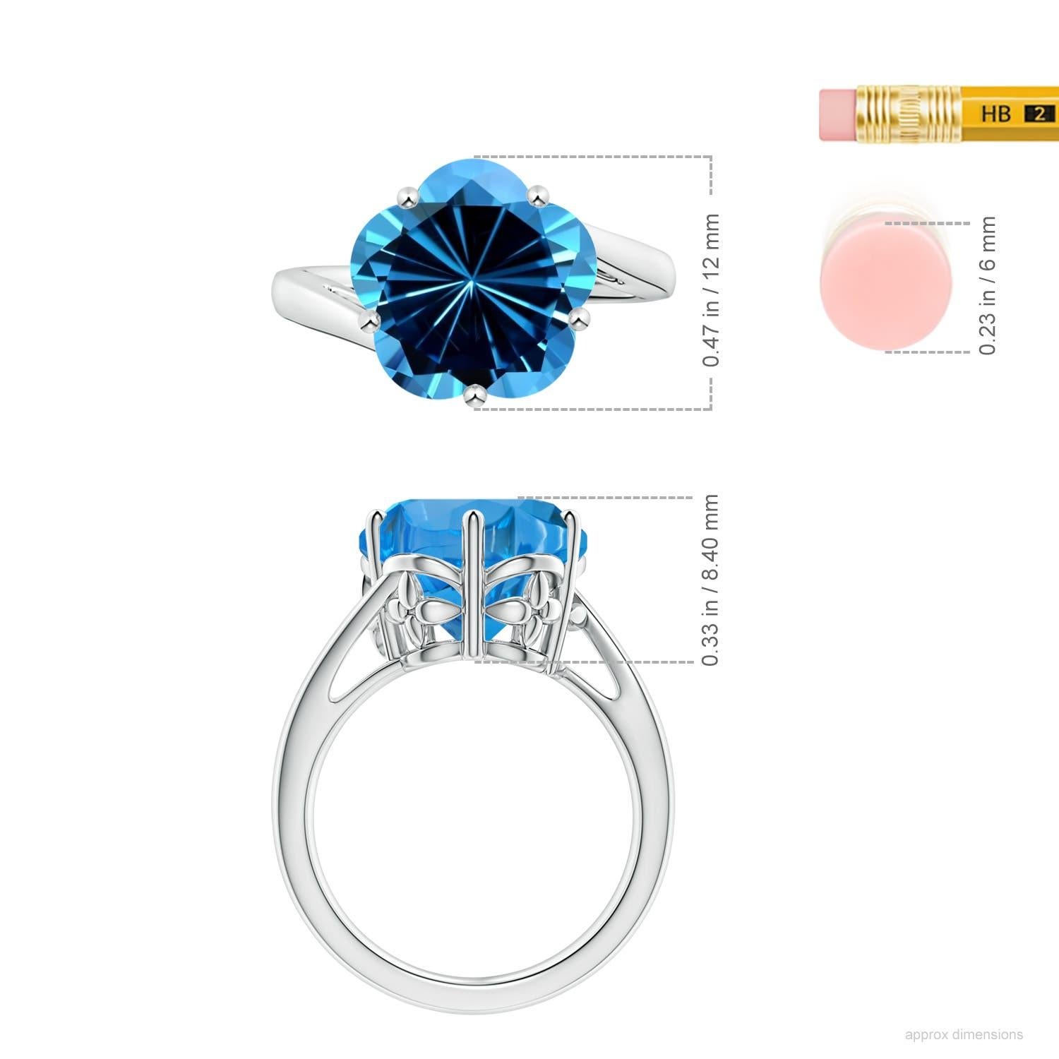 Angara Bague en or 14K à cinq pétales certifiée GIA, 7,84 ct de topaze bleue suisse en vente 2