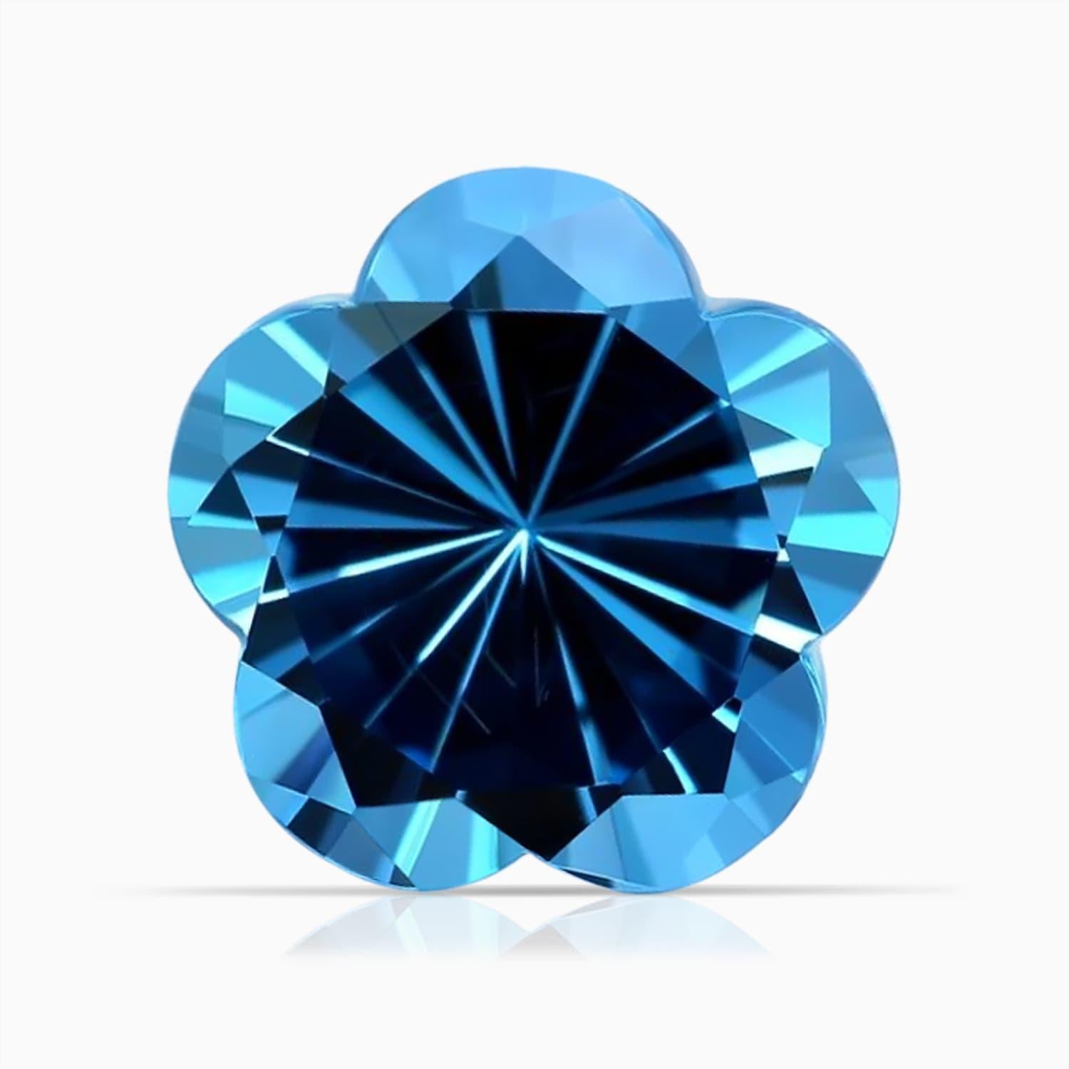 Angara Bague en or 14K à cinq pétales certifiée GIA, 7,84 ct de topaze bleue suisse en vente 3