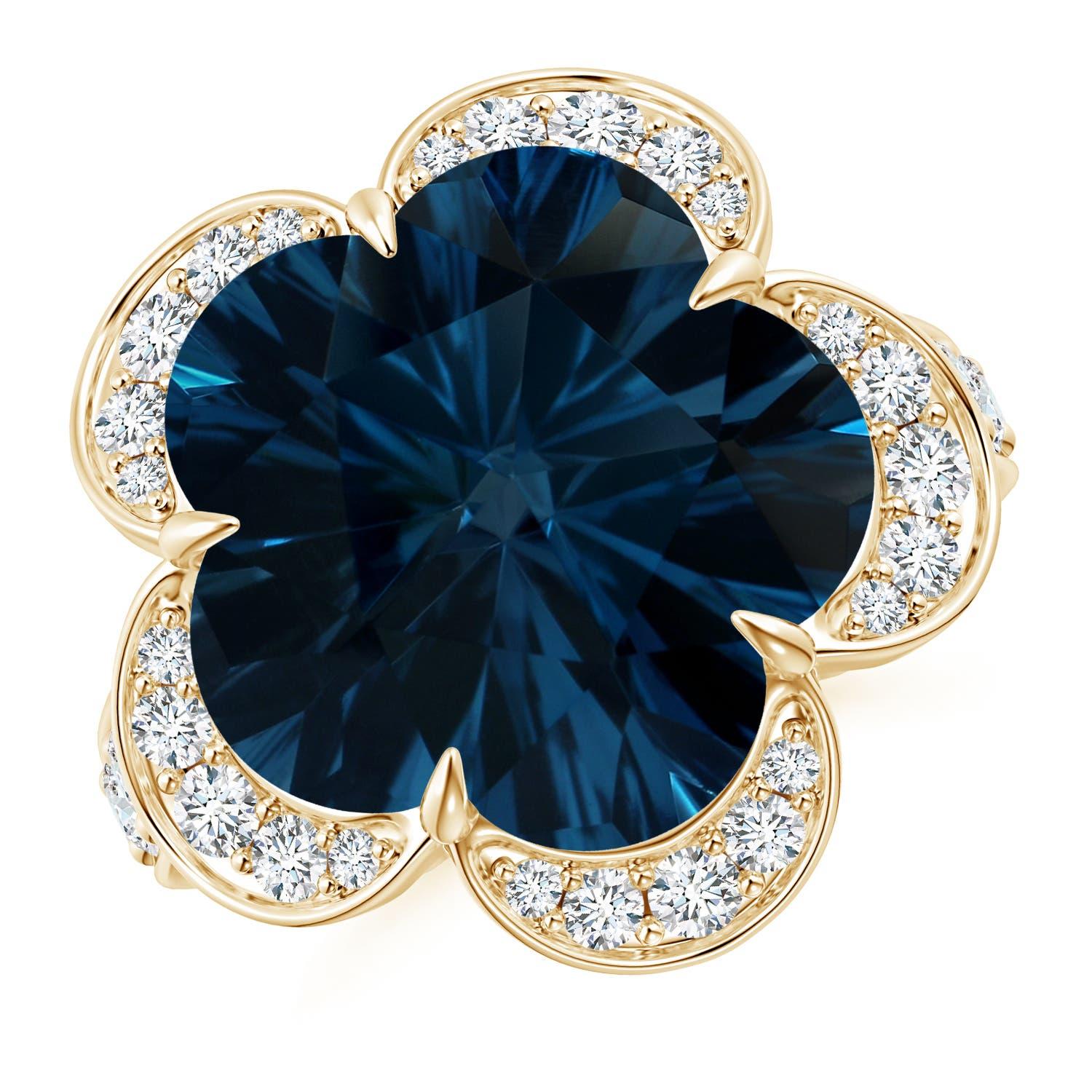 Anello con Topazio Blu di Londra da 13,9 carati certificato GIA di Angara Nature in oro 14K in vendita 5