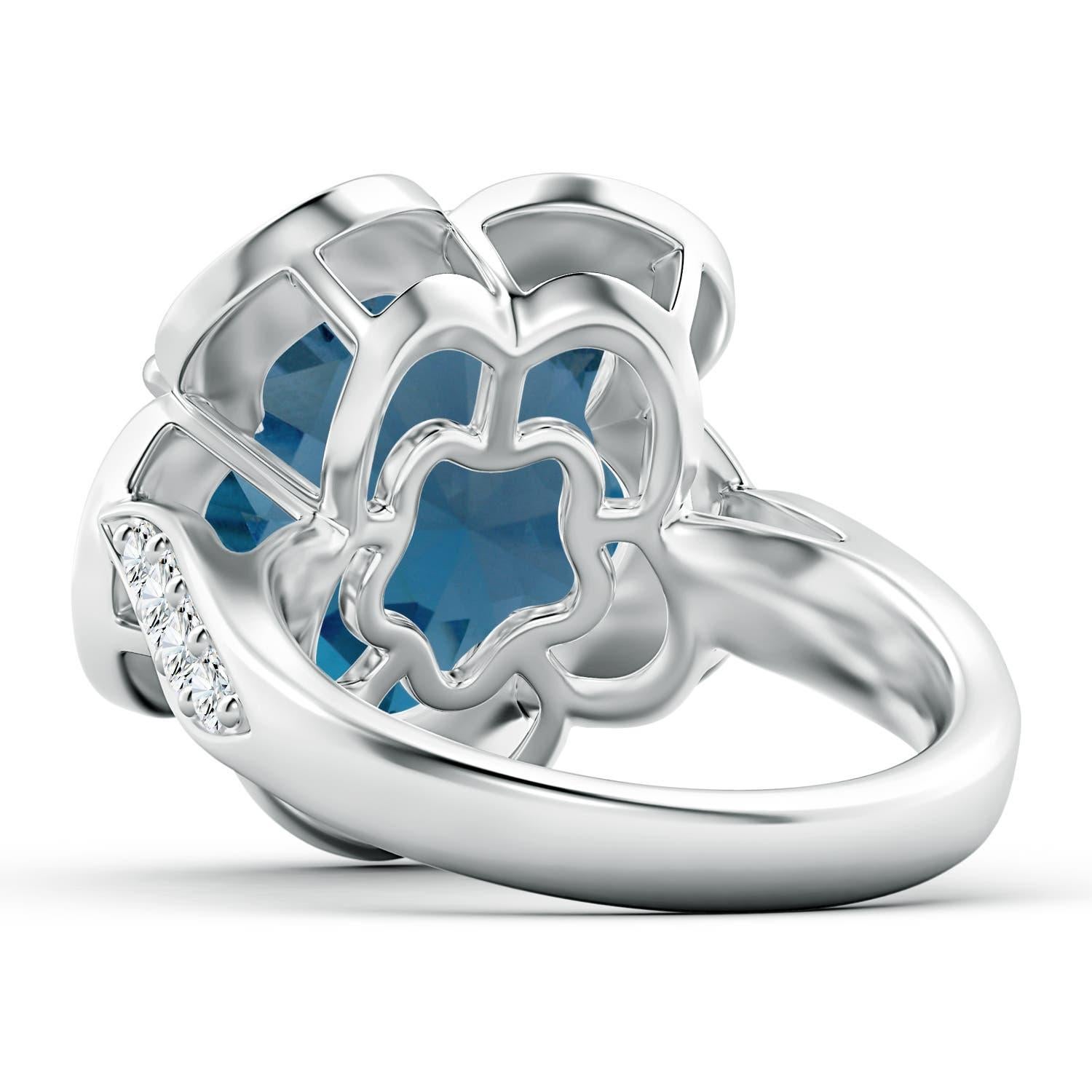 Donna Anello con Topazio Blu di Londra da 13,9 carati certificato GIA di Angara Nature in oro 14K in vendita
