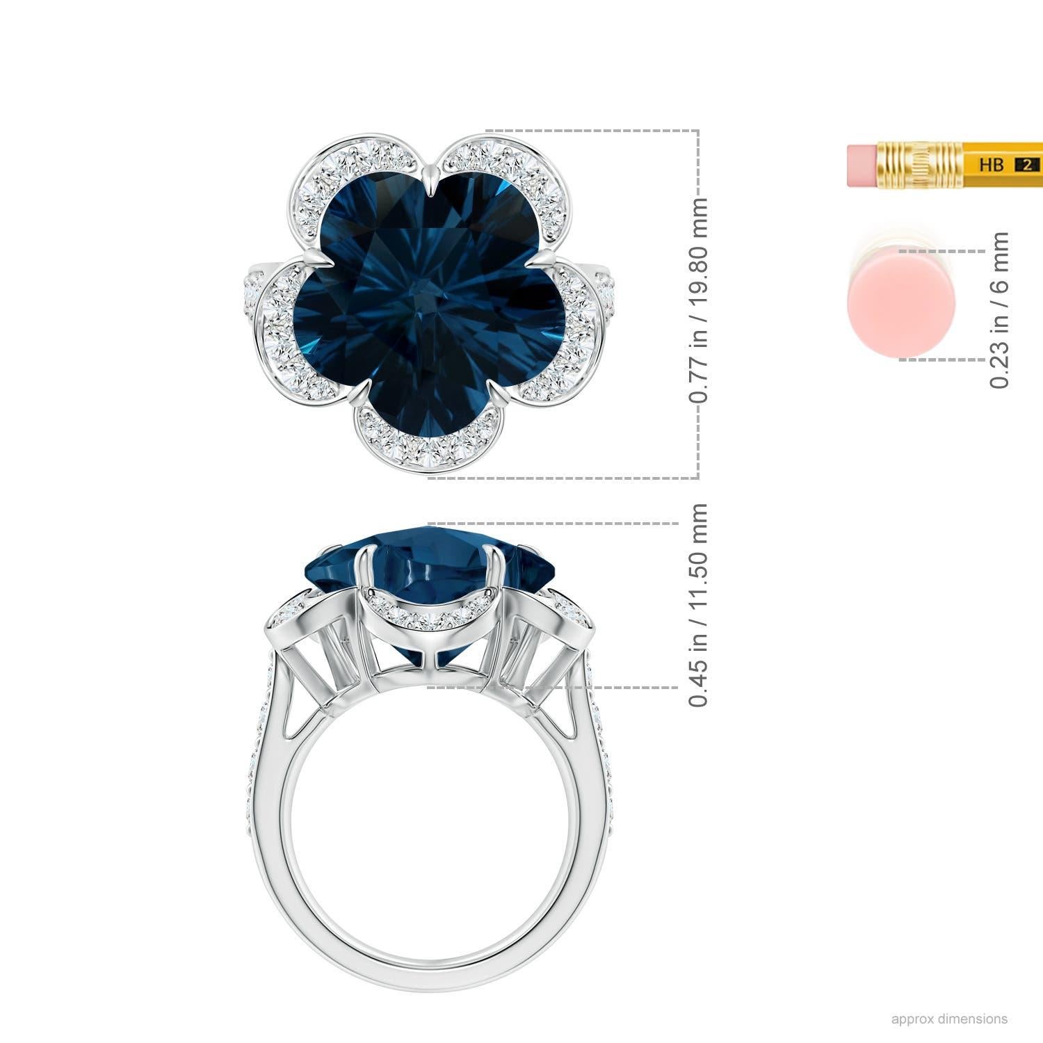Anello con Topazio Blu di Londra da 13,9 carati certificato GIA di Angara Nature in oro 14K in vendita 2