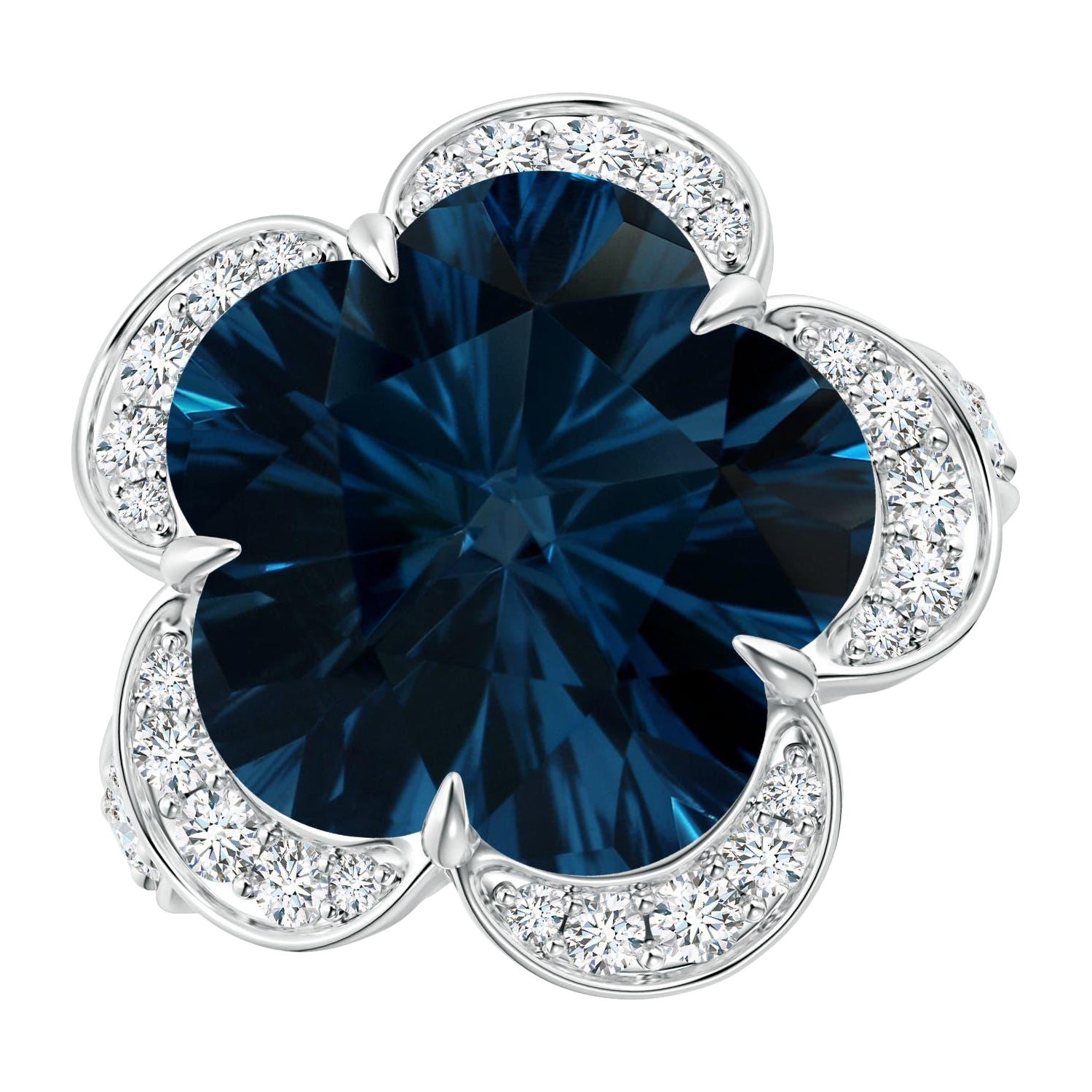 Anello con Topazio Blu di Londra da 13,9 carati certificato GIA di Angara Nature in oro 14K
