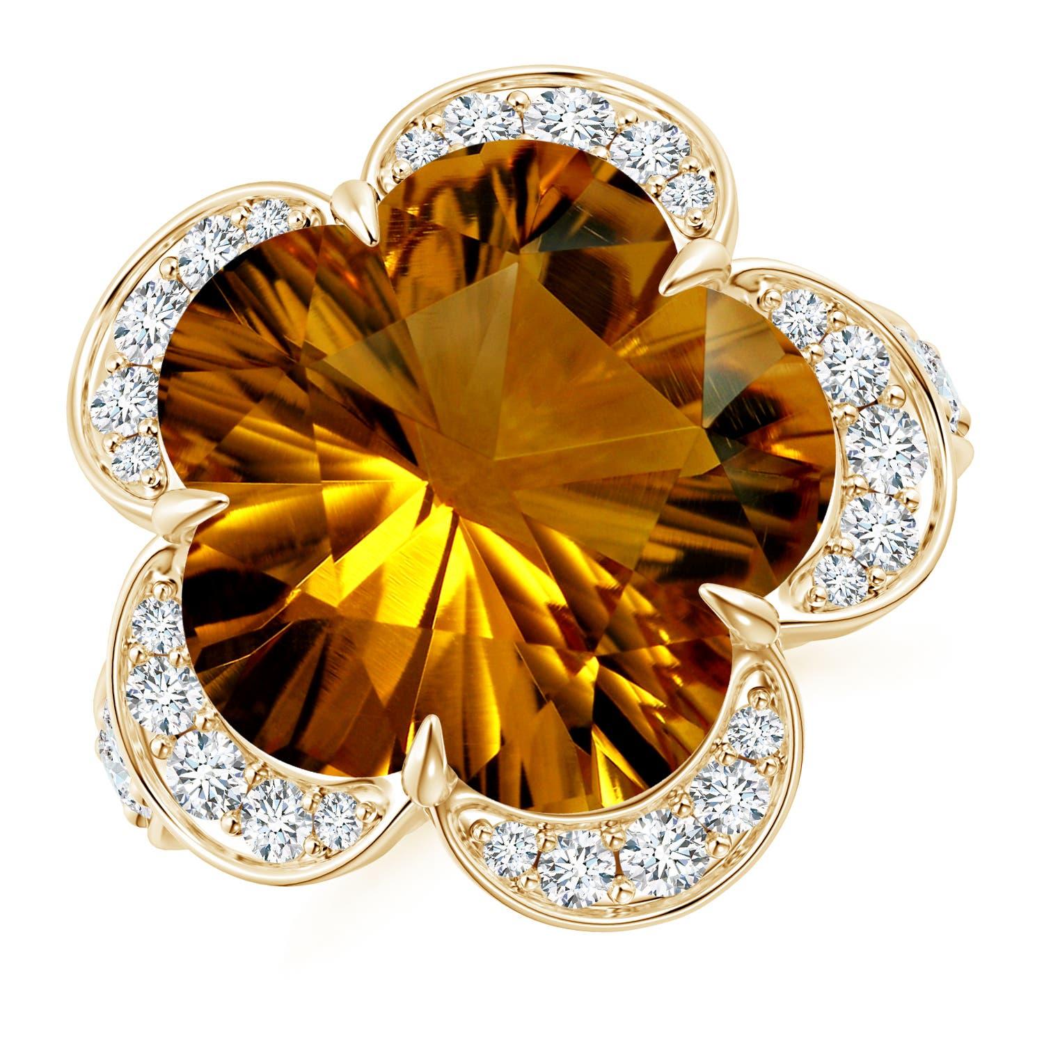 Angara Bague en or 14 carats avec citrine et diamant certifiée GIA et de couleur naturelle en vente 5
